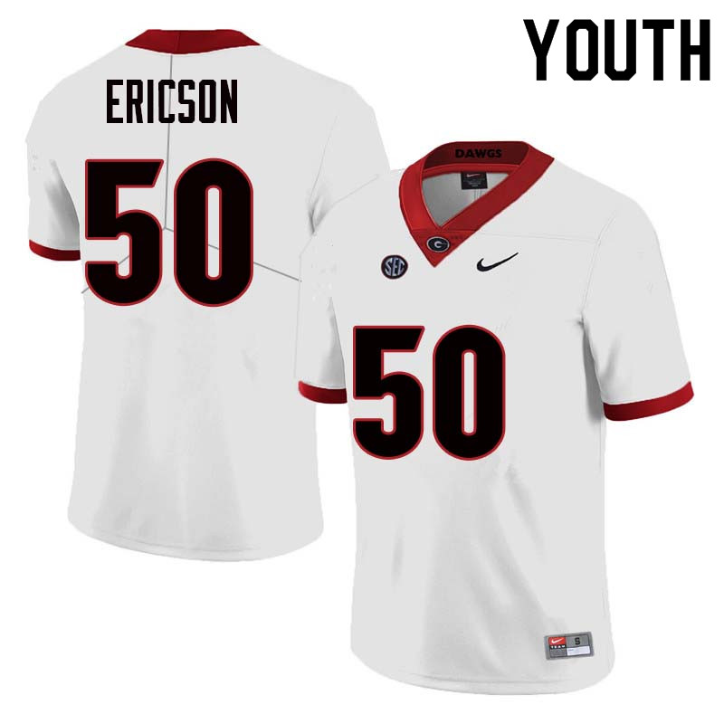 Youth Georgia Bulldogs #50 Warren Ericson College Football Jerseys Sale-White - Click Image to Close